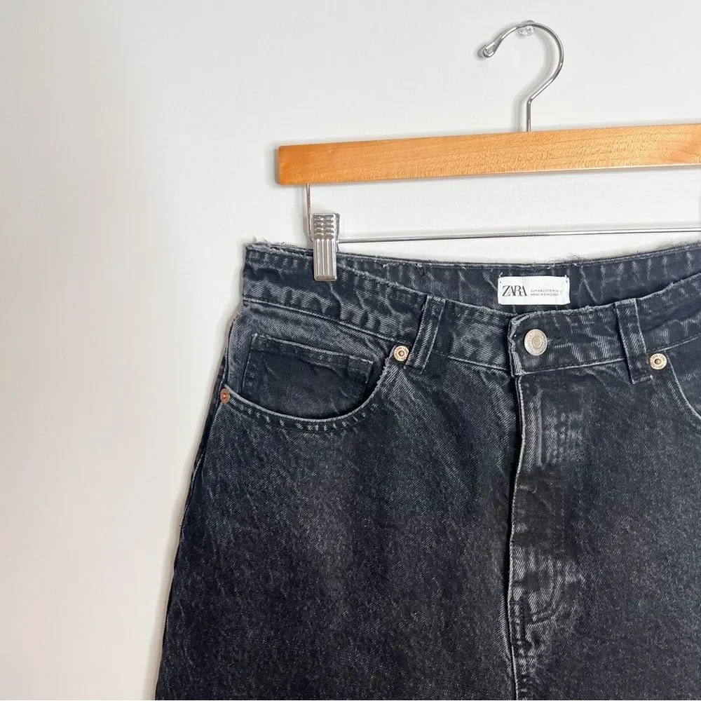 Zara Black Straight Leg Distressed Jeans - Picture 4 of 8